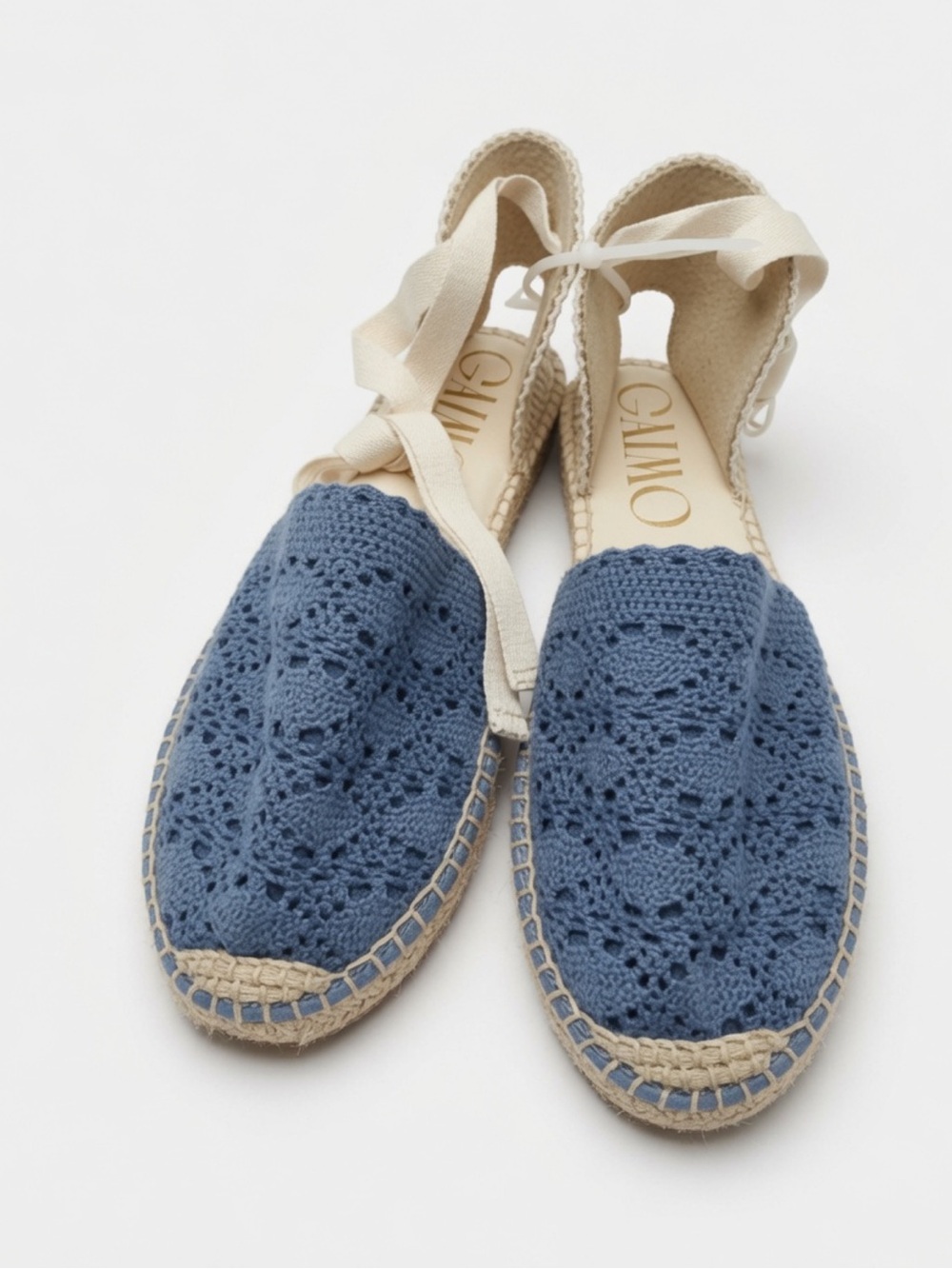 NEW Anthropologie X GAIMO Portoflat Navy Ankle Tie Espadrilles EU-38 US-7.5